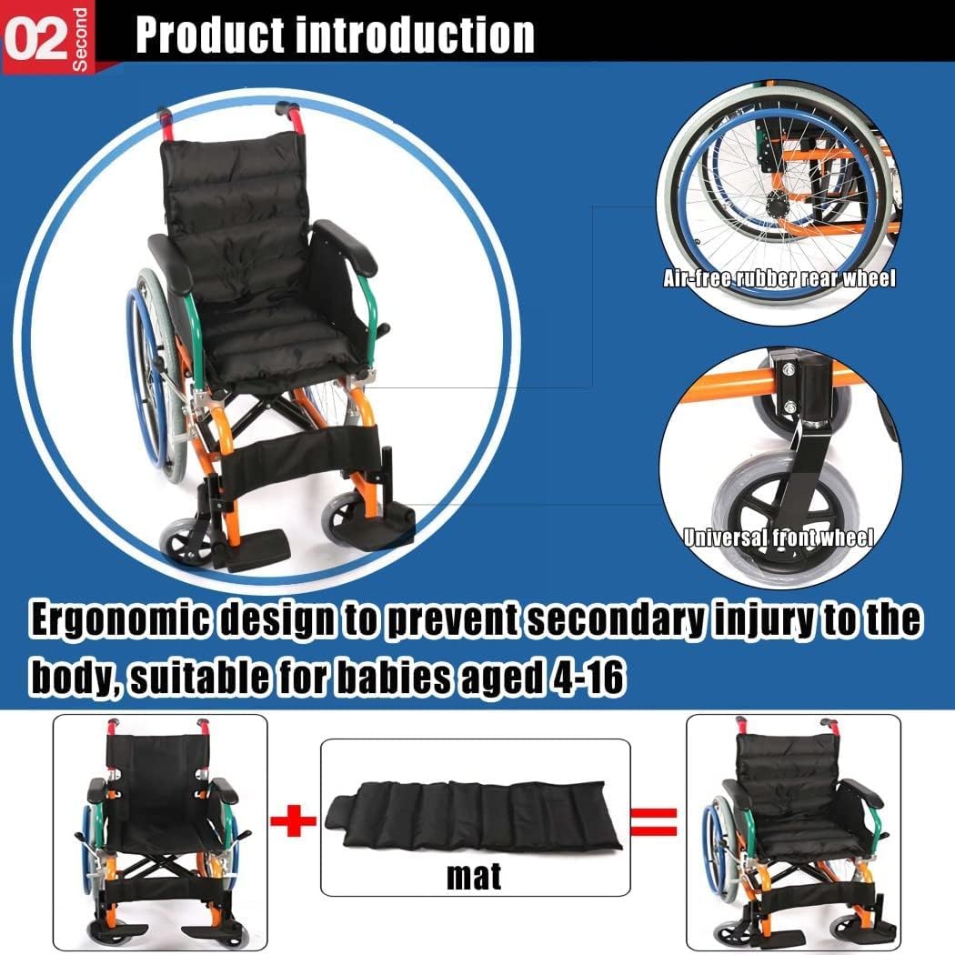 Silla de ruedas deportiva ligera de 22 pulgadas, marco plegable de acero con reposabrazos extraíbles, silla de ruedas manual para uso diario y actividades de los niños