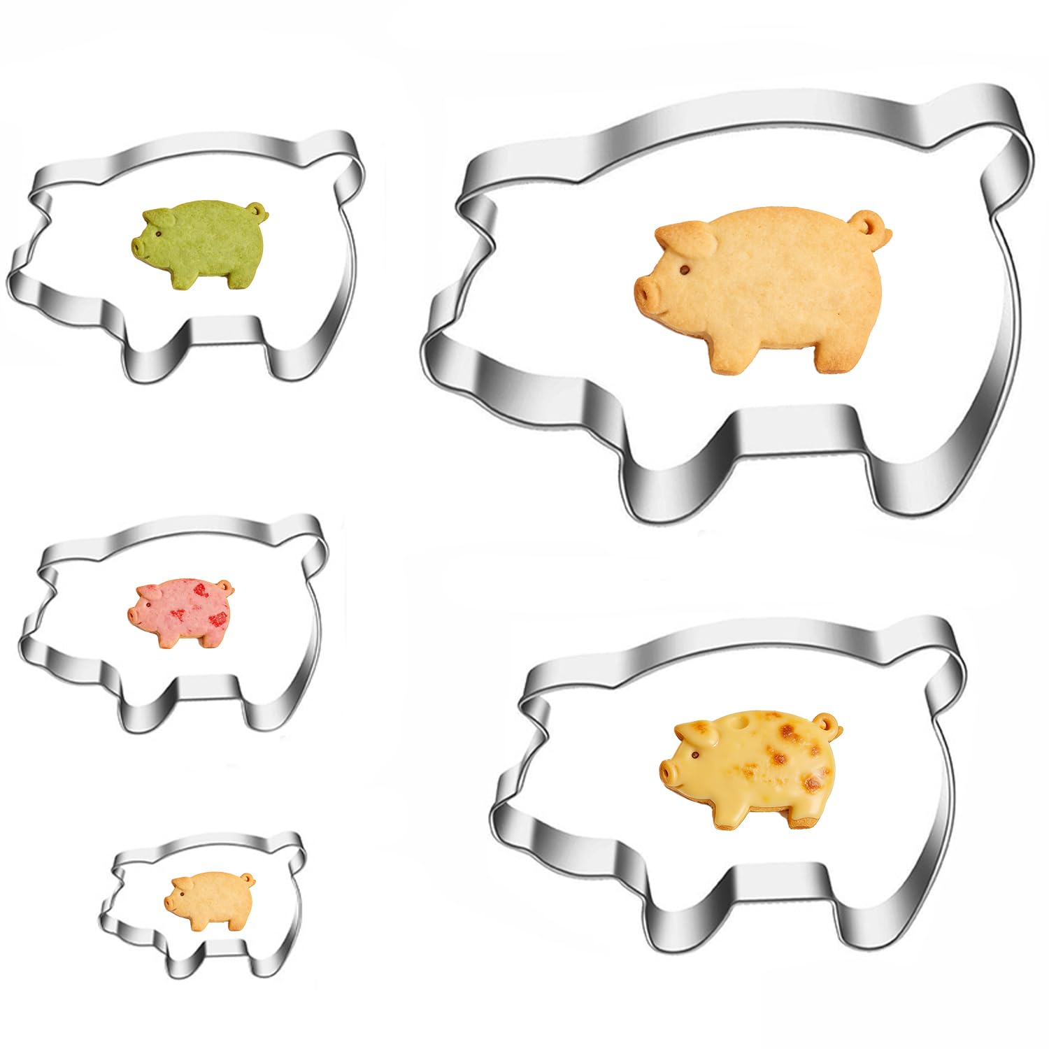 HIVTE 5PCS Pig Cookie Cutter Set, Different Sizes Farm Animal Shape