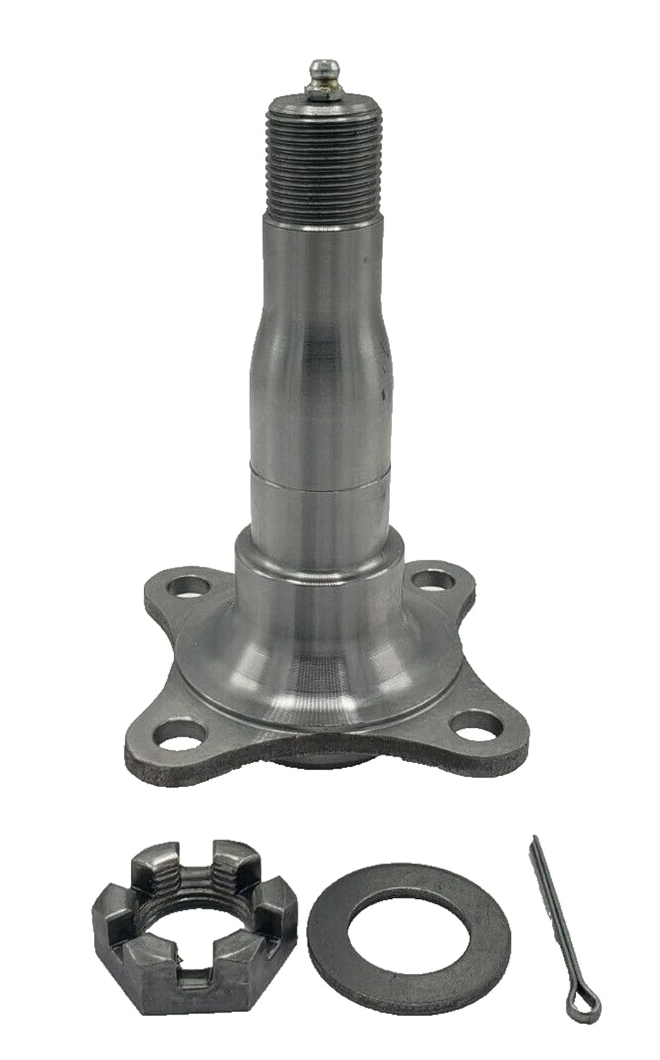 66-84LZ Weld-on 2.375 inch Lube Round Spindle W/Brake Flange Trailer Axle #84 3500-LB, Trailer Axle Spindle, 4 Bolt Brake Flange, 1750 lbs Capacity, Overall Length: 6-11/32 inch