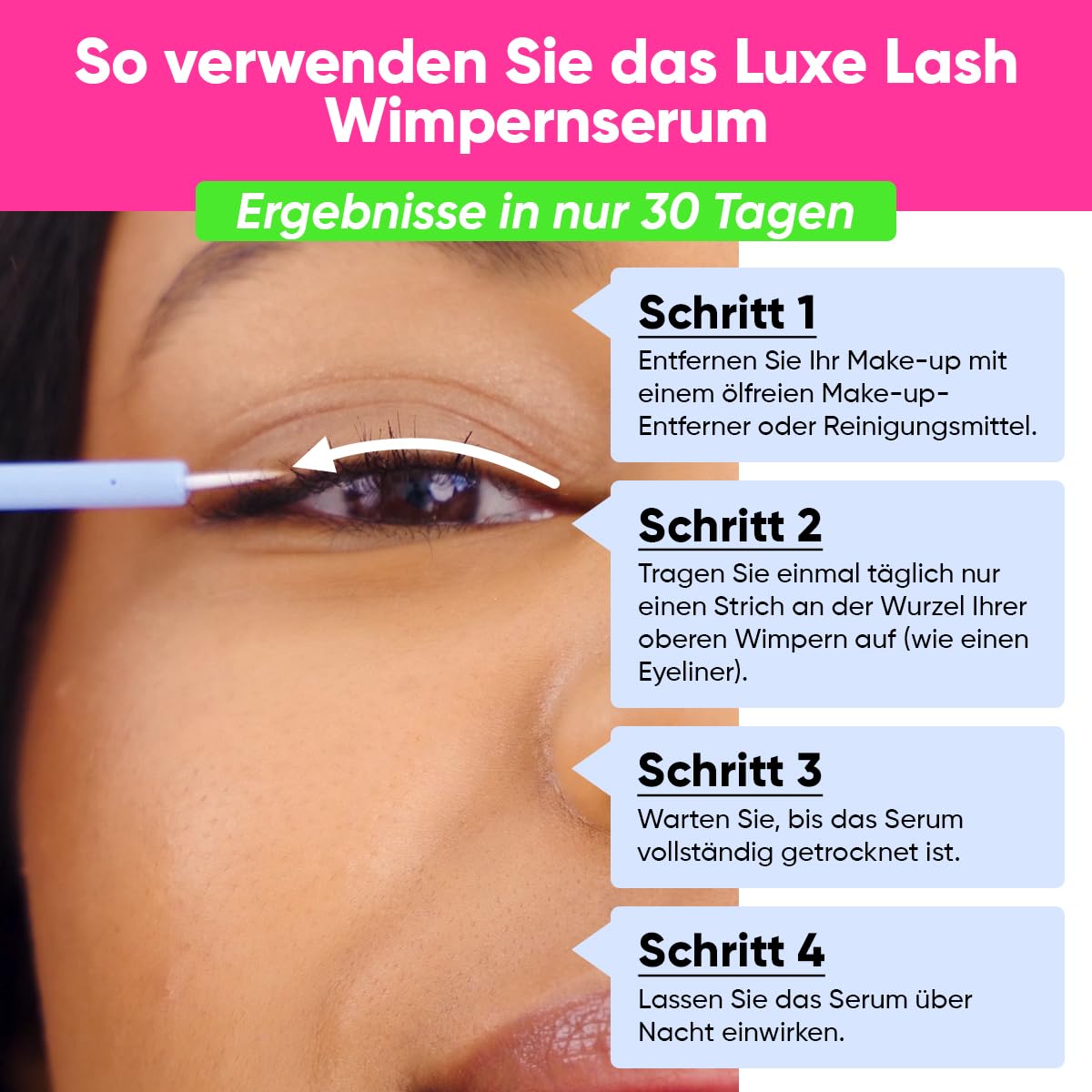 Ame Pure LUXE LASH Wimpernserum – Wimpern Serum für Wachstum und Dichte – Wimpernwachstum Booster für beeindruckend volle lange Wimpern - Sagen Sie dünnen Wimpern Lebewoh - 3ml