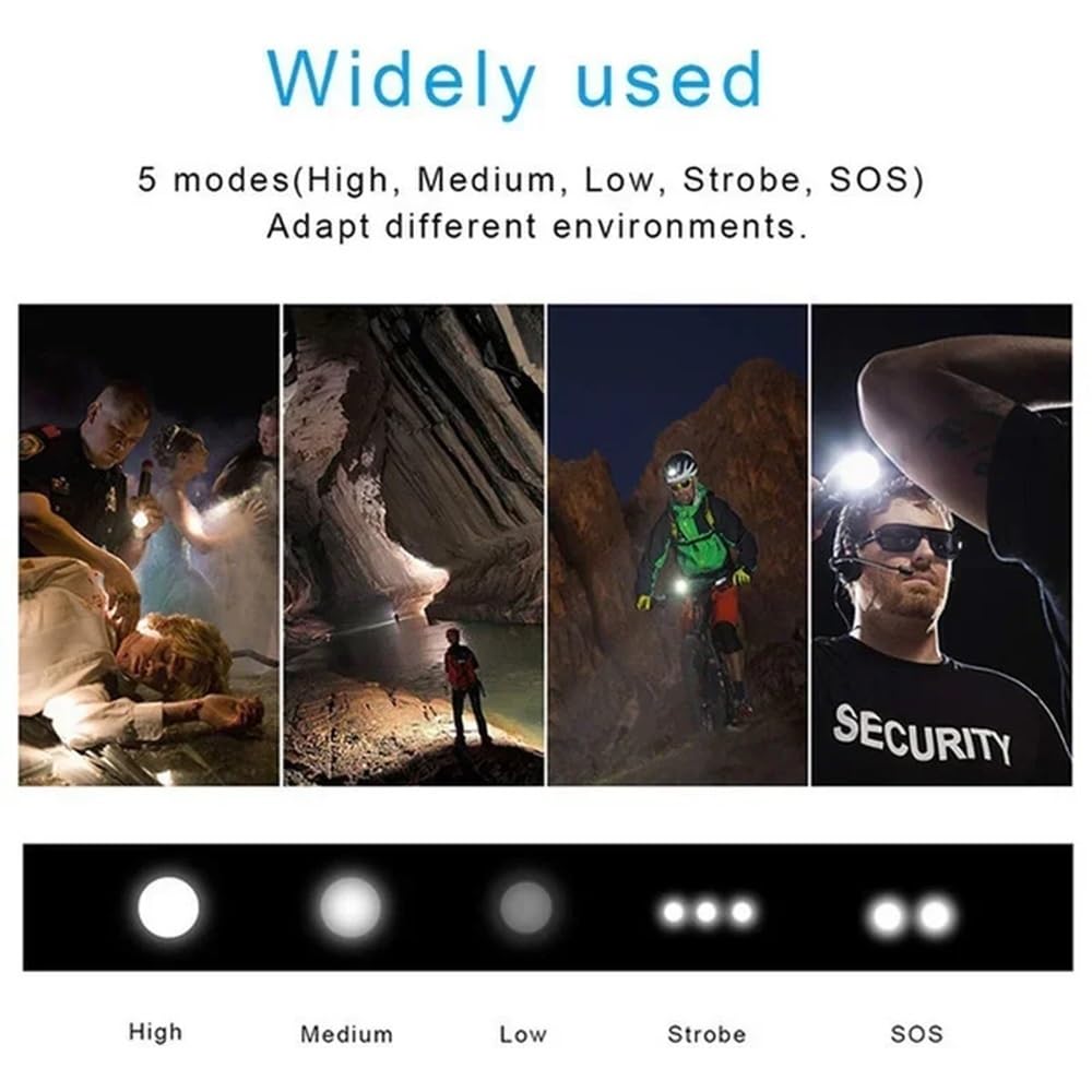Linterna Led XHP100 de alta potencia, linterna recargable de 4 núcleos con Zoom, linterna de mano Usb apta for acampar, exteriores y uso de emergencia(BLACK_XHP100 FLASHLIGHT_ZOOM_2PCS)