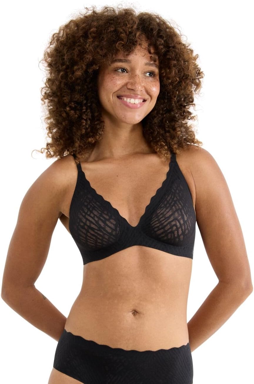 Sloggi Zero Feel Bliss UP Bra Push Up Non Wired Bra Seamless Underwear Lingerie Black