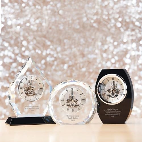 Miniatura 2 de Baudville Trofeo Reloj Grabado - Cristal Ejecutivo - Forma Redonda