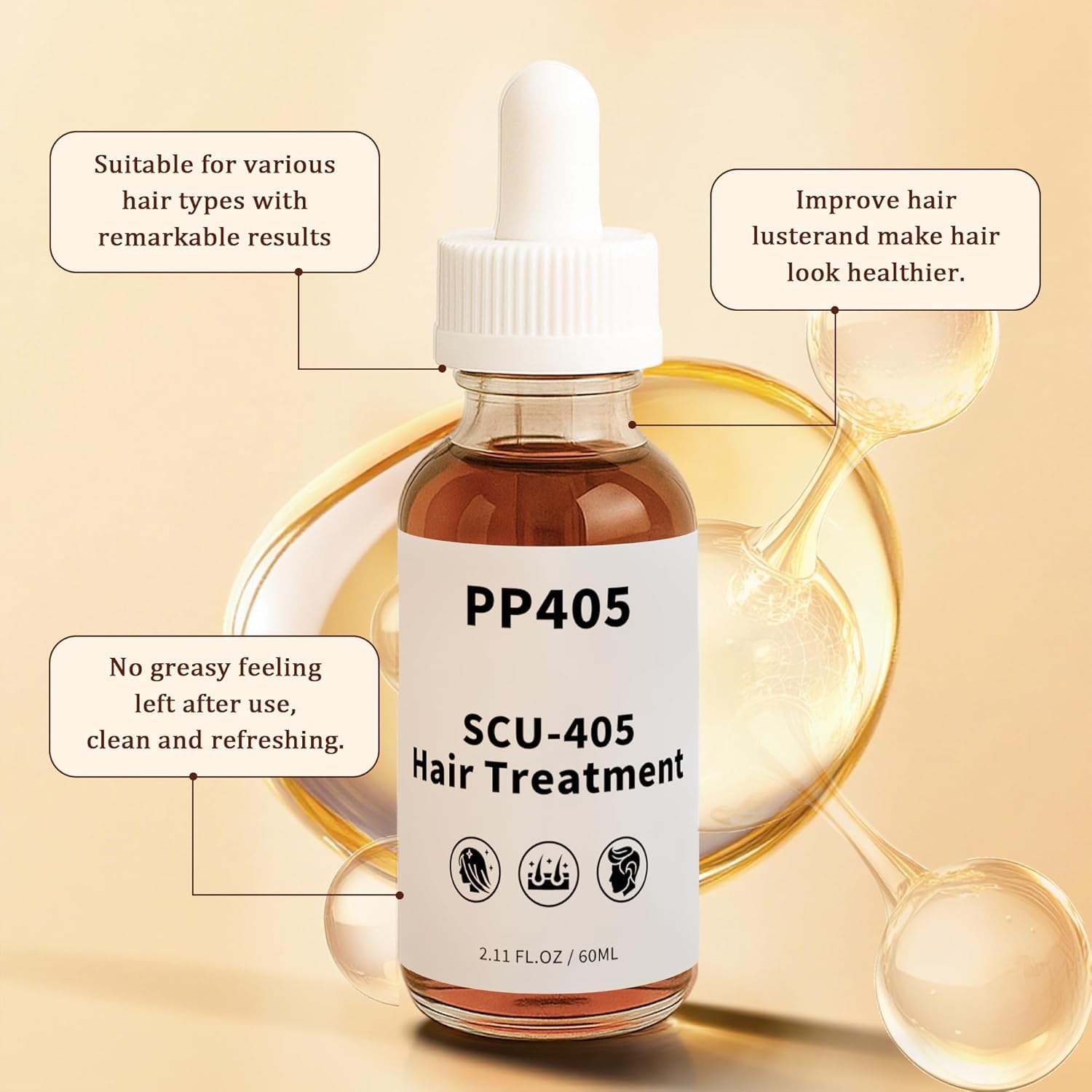 PP405 Olej odżywczy do włosów | Serum do przerzedzania włosów | Szybka absorbująca nietłusta formuła | Dla kobiet i mężczyzn,2PCS
