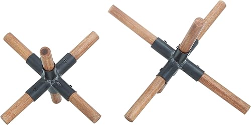 Deco 79 Wood Jack - Escultura decorativa para decoración del hogar con centros de metal negro, juego de 2 figuras decorativas de 6 pulgadas, 4