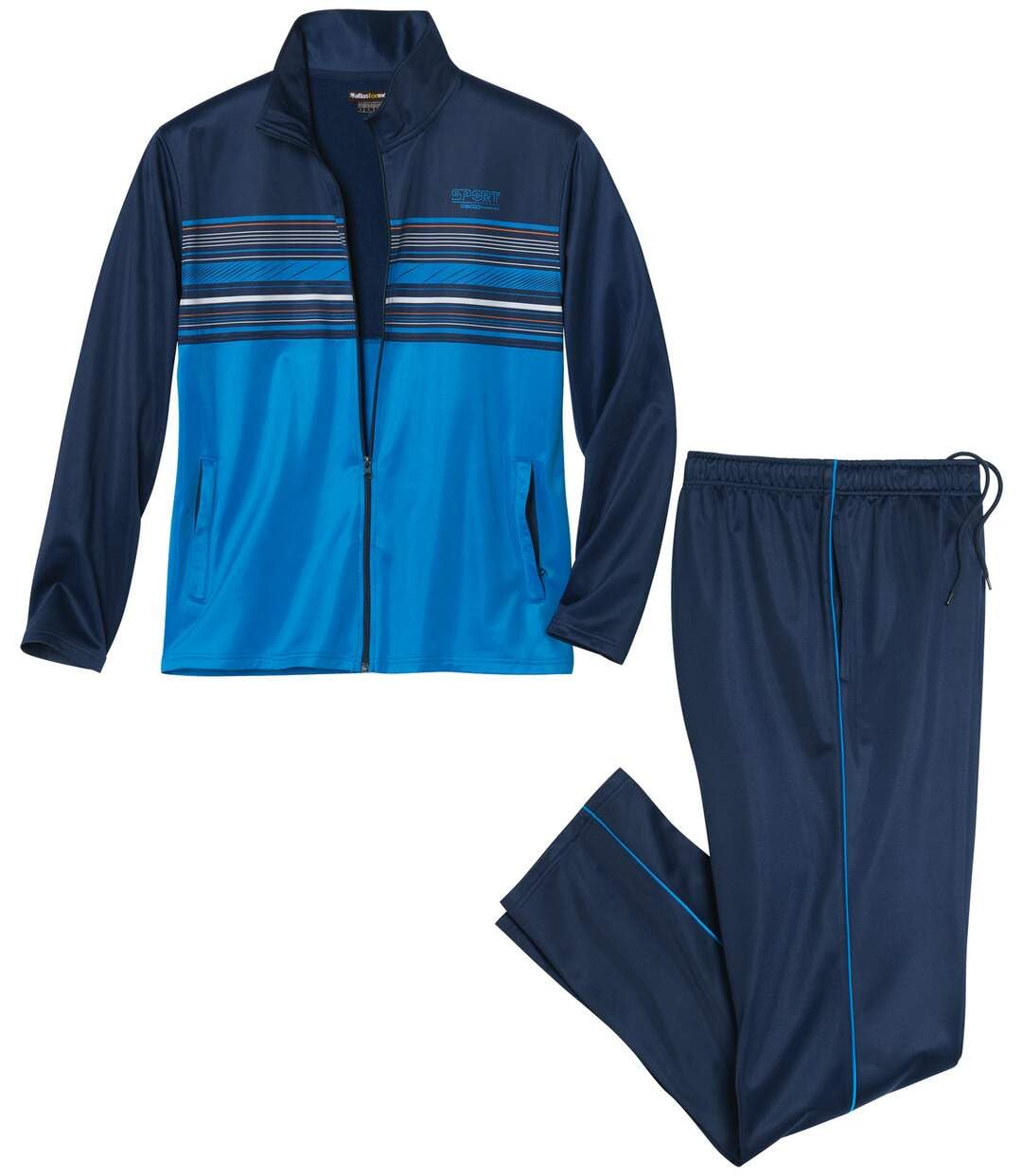 ATLAS FOR MEN - Men's Navy Sporty Tracksuit - Elasticated Waistband - L