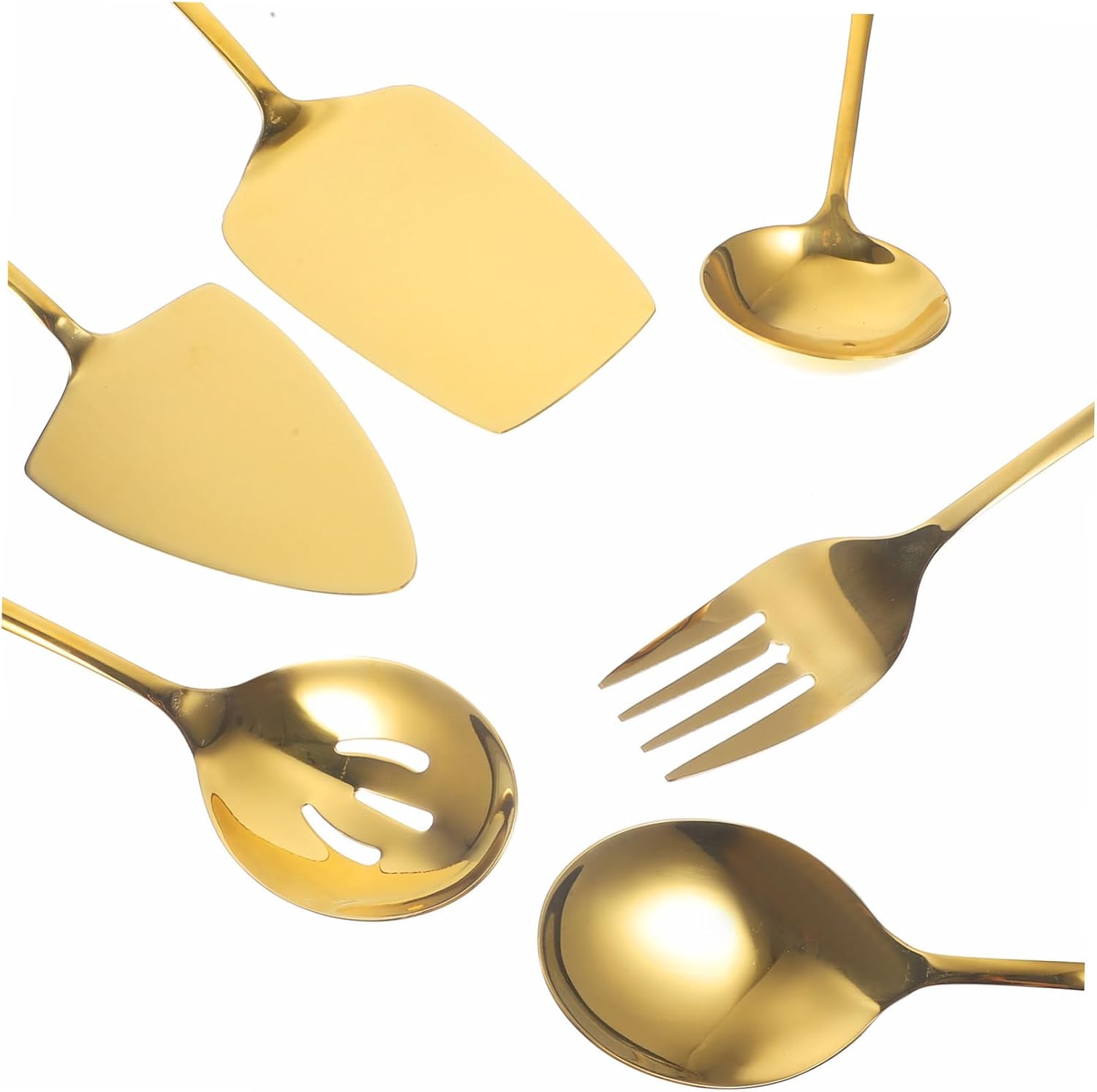 1set Stainless Steel Cake Server Set Spatula and Shovel Elegant Dining Utensils for Parties Weddings and Events Gold Finish Serving Tools