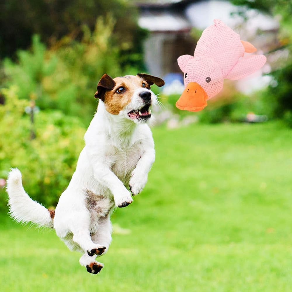 The Mellow Dog – Lot de 3 jouets à mâcher pour chiens d'intérieur – Canard calmant – Jouet en peluche durable jaune – Jouet à mâcher pour chiens d'intérieur