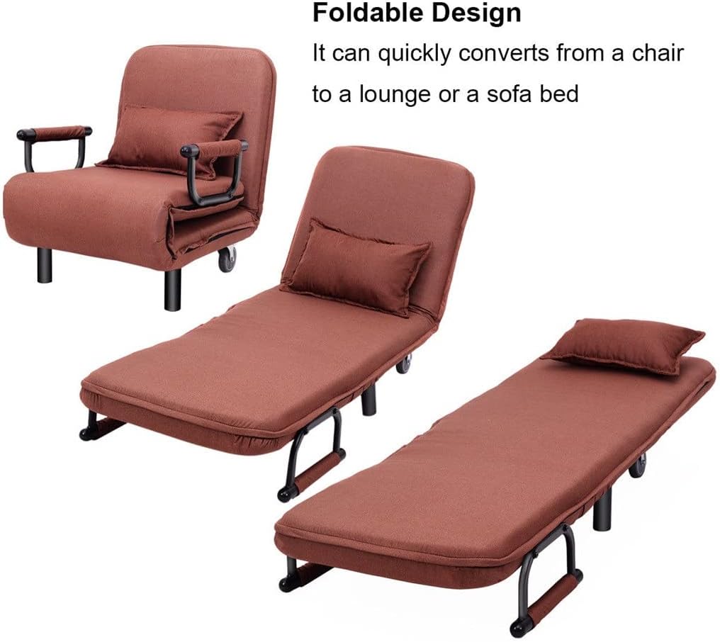 Convertible Sofa Bed Folding Arm Chair Sleeper Leisure Recliner Lounge Couch