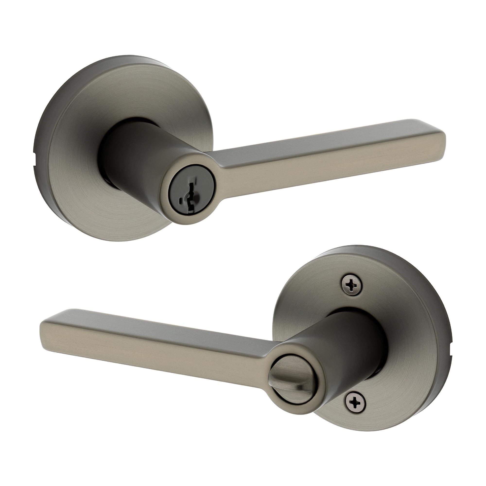 なぎ Kwikset Halifax Entry Door Handle with Lock and Key, Round Secure