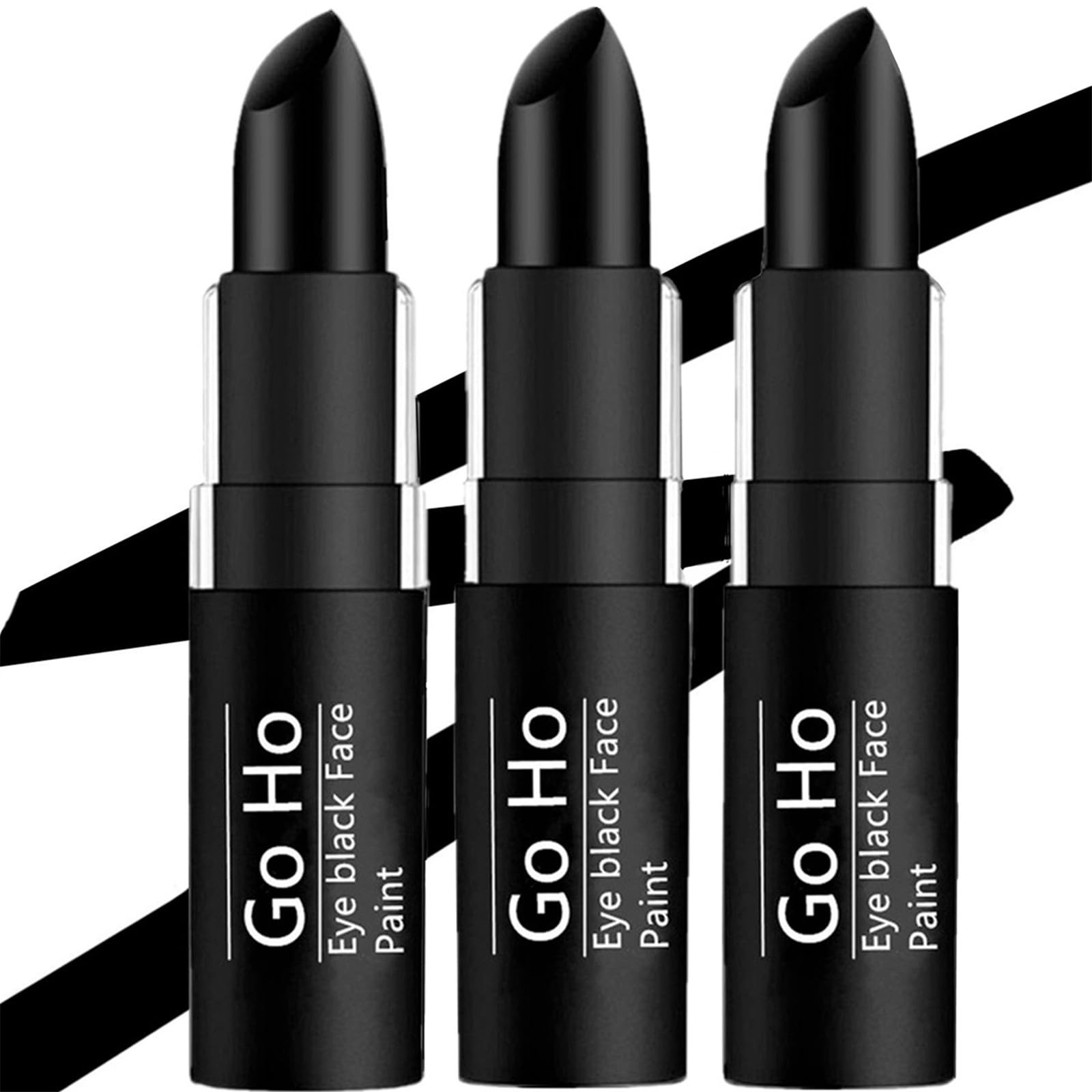 Go Ho3PCS Eye Black Face Paint Stick for Sports,Waterproof Eye Black Baseball/Softball/Football Accessories ,Easy to Color and Remove,Safe Facepaint&Lip Smacking Stick for Halloween Makeup