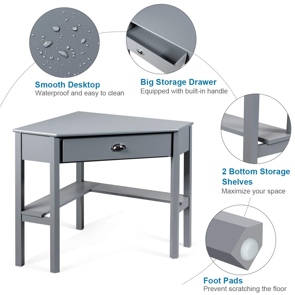 Buy Tangkula Corner Desk, Corner Computer Desk with Drawer for Small