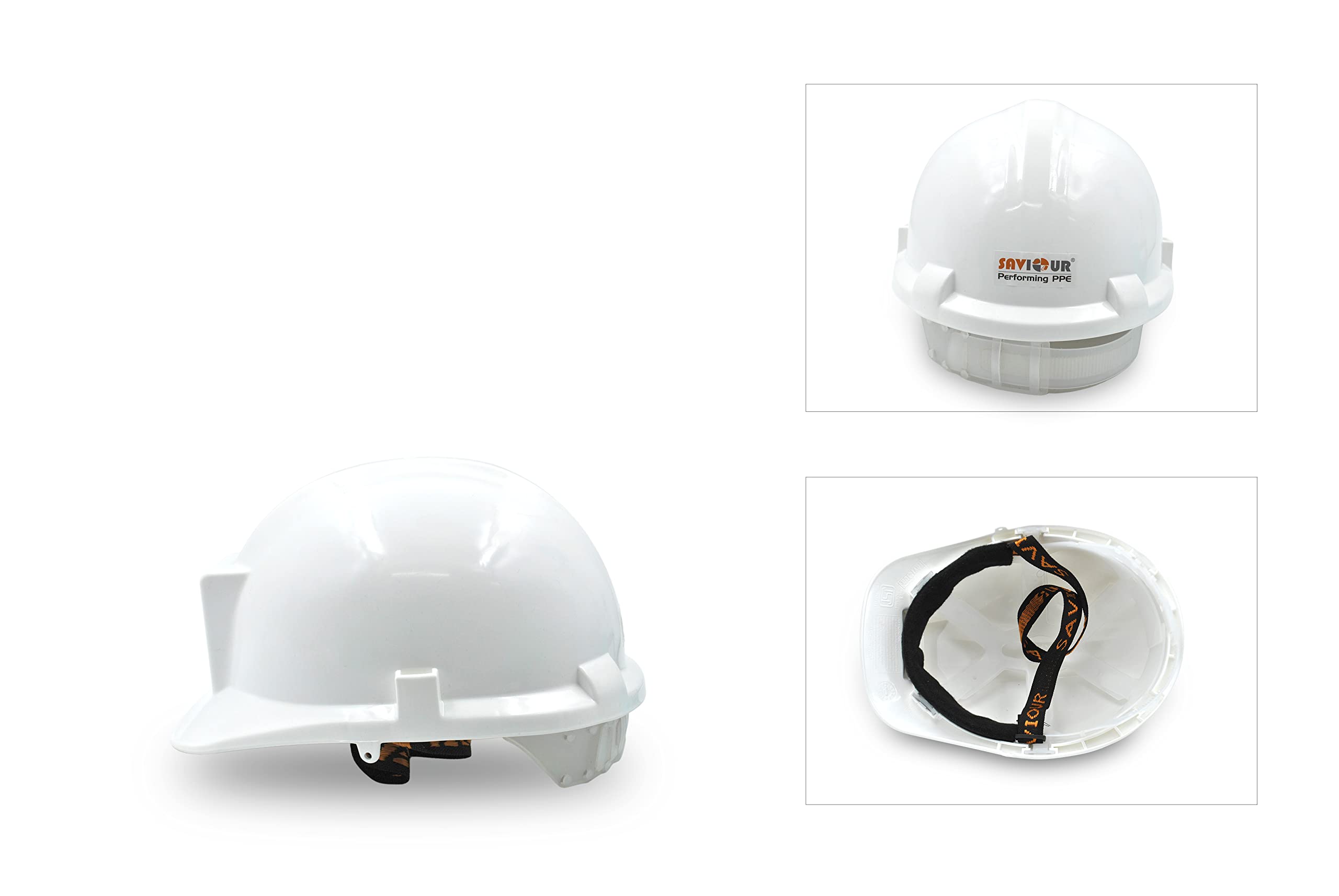 Saviour Tough Hat Industrial Safety Helmet – Durable HDPE Hard Hat Without Ratchet for Construction, Factory, Engineering, PPE Head Protection – Lightweight Worksite Helmet for Men & Women (White) - Image 2 thumbnail