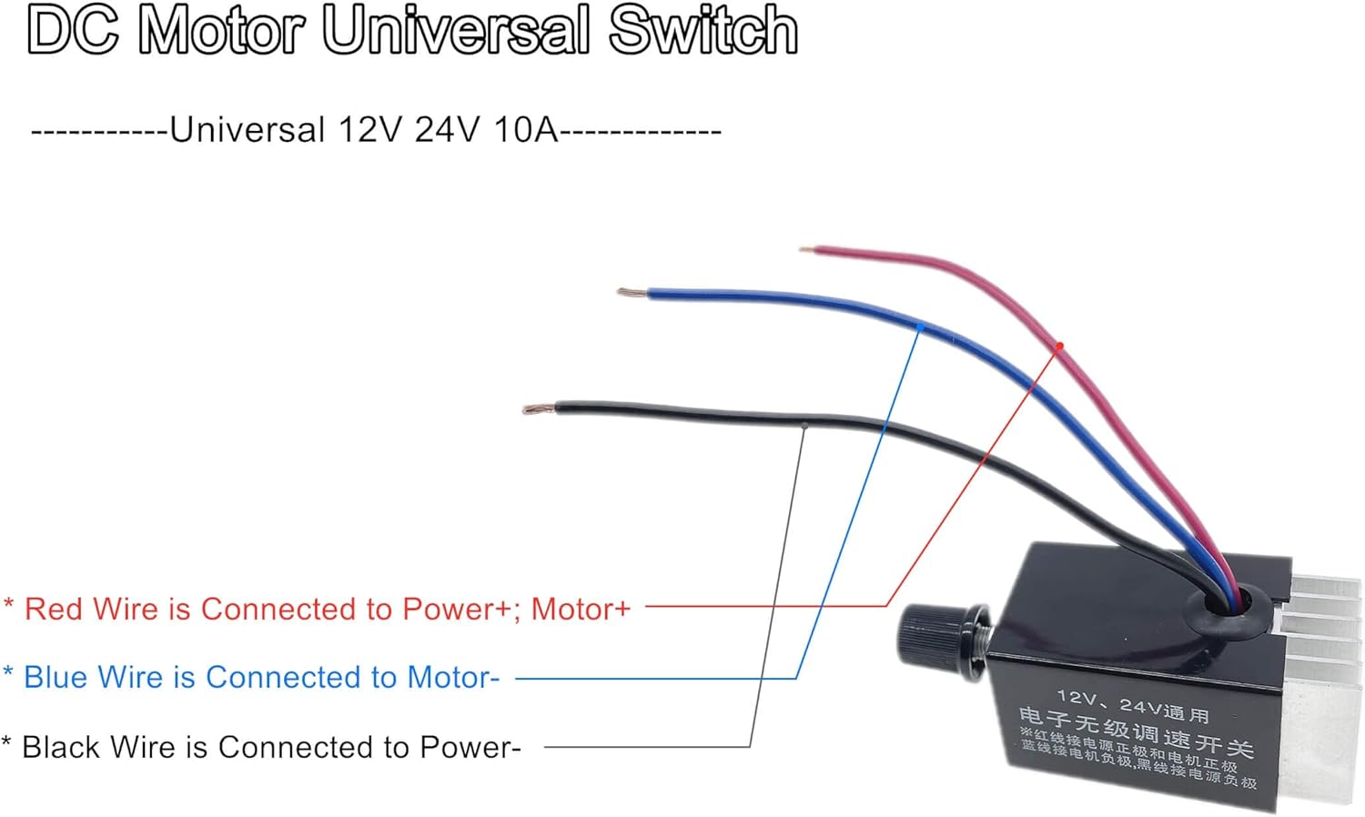 DC Motor Speed Controller Universal 12V 24V 10A Electronic Stepless DC Speed Controller Rotary Switch for Car Truck Fan Heater Control Regulator 3Pack