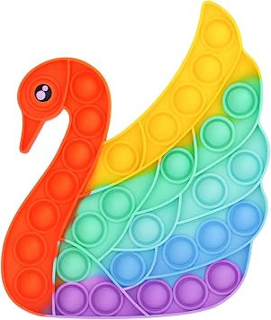Swan Pop It Fidget Toy   Stress Relief & Sensory Toy for Kids & Adults | Travel Friendly, Washable Silicone, Anxiety & Focus Aid | Great Gift Idea for Fun & SharingSwan