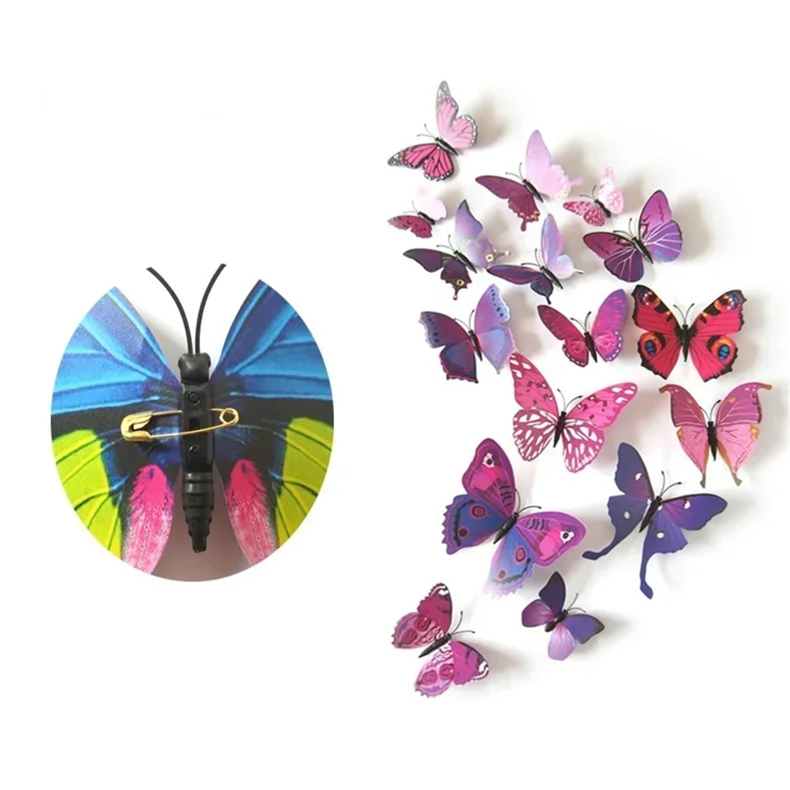 12Pcs 3D Butterfly Wall Sticker Butterflies Home Decoration Fridge Stickers Decor(Color15)