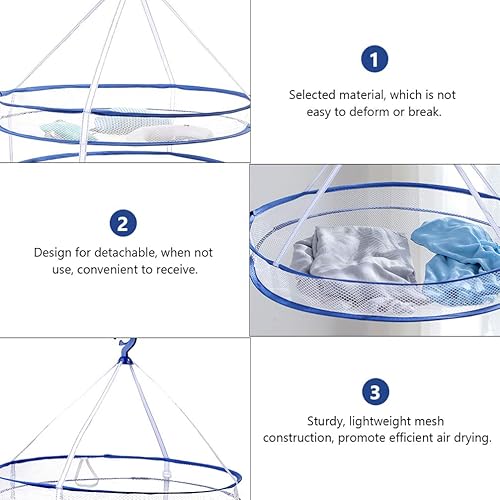 Miniatura 4 de DECHOUS Tendedero plegable de 2 niveles para secar ropa suéter, colgar en la secadora de malla para traje de baño y tendedero de ropa al aire libre