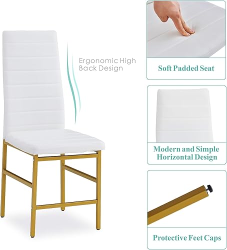 Miniatura 27 de Juego de 4 sillas de comedor, sillas de cocina, sillas laterales sin brazos para sala de estar, juego de 4 con marco de metal y patas (negro)