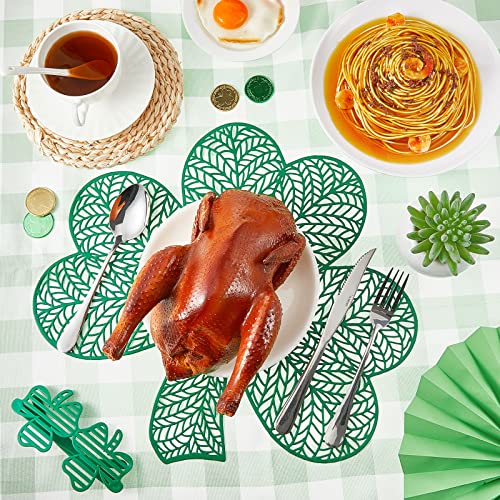 6 Pieces St. Patrick's Day Shamrock Placemat Green Pvc Table Place Mat Non Slip Heat Resistant St Patrick's Day Placemats For Dining Kitchen Table Home Decoration, 16.5 Inch #TOP5