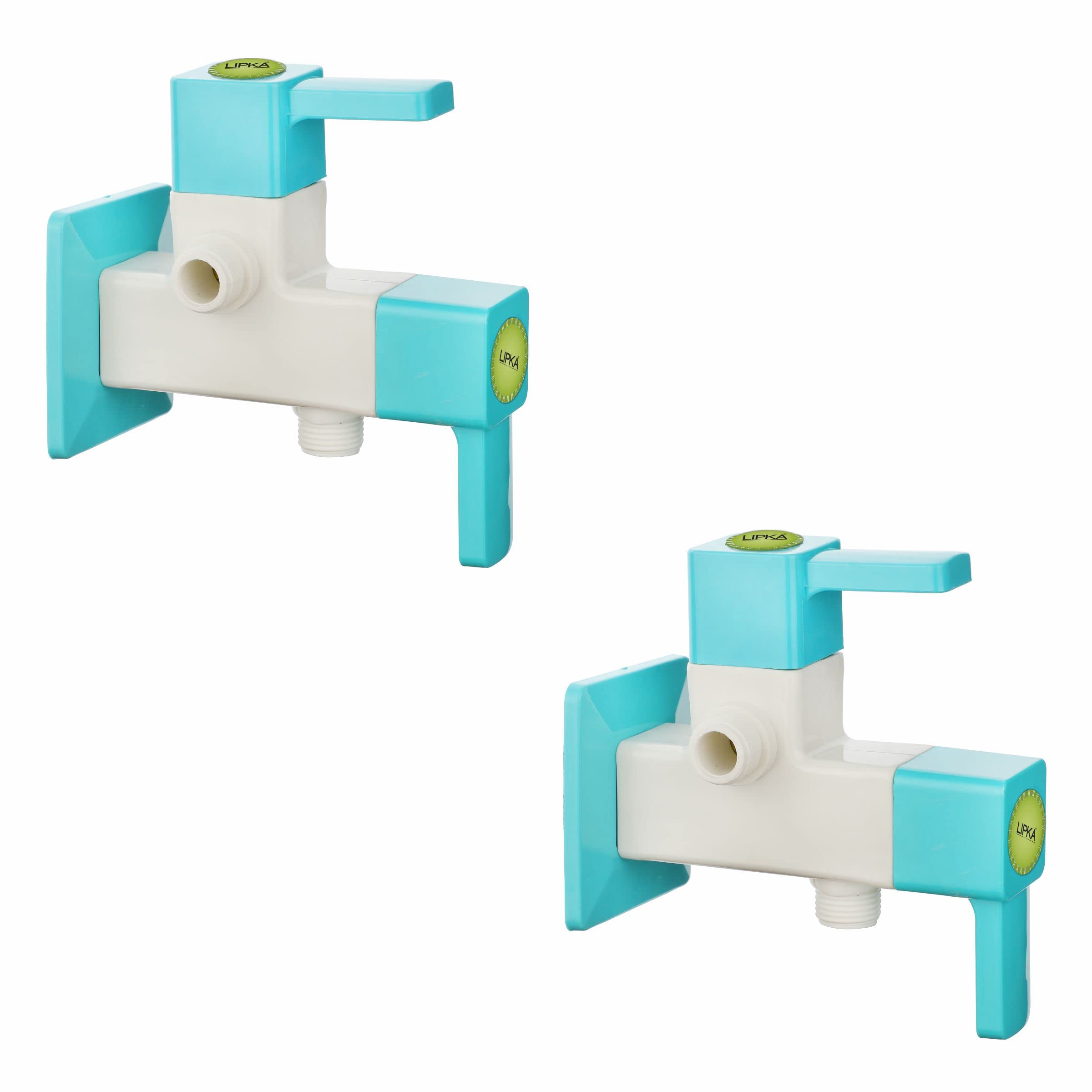 LIPKA Pack of 2 Aura Angle Tap Two Way Double Handle Faucet |PTMT Water Tap| White/Aqua Blue Color| (B0C669QTLR) Amazon Price History, Amazon Price Tracker