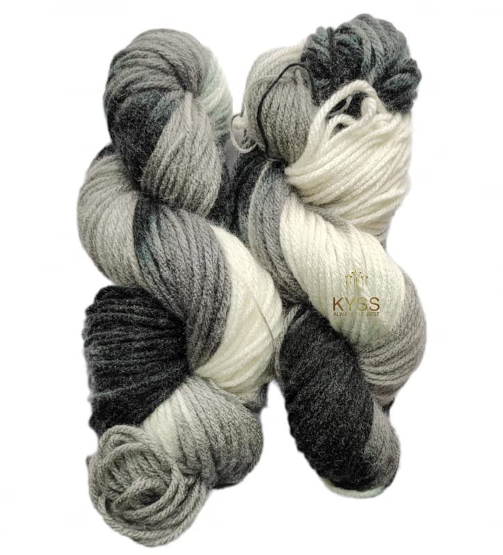 KYSS Jolly Print Thick Chunky Wool Hand Knitting Yarn (Multi) (Hanks-600gms) Shade no-7