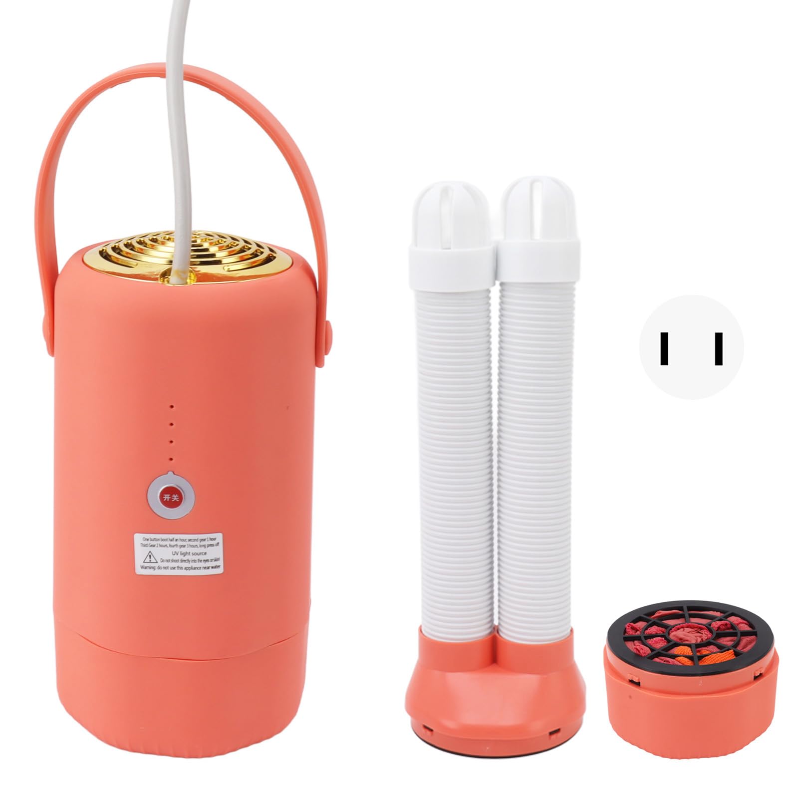 Wäschetrockner, Orange, 4 Windgeschwindigkeiten, Mini-elektrischer Tragbarer Trockner, Kleine Trocknermaschine Mit Schuhbefestigung, Anzugtasche Für Heimreisen(EU plug)