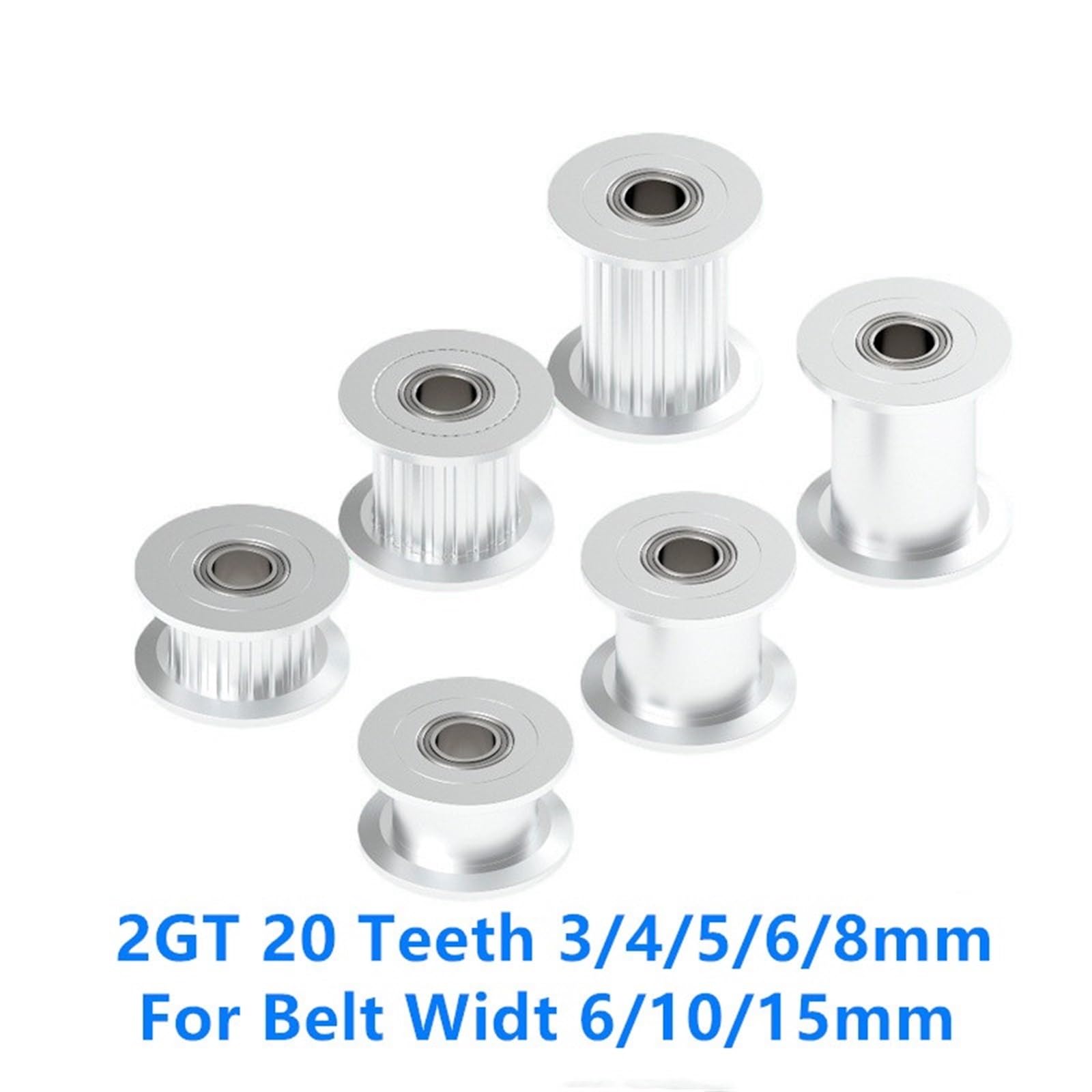 GT2 Puleggia Per Cinghia Dentata 48 Denti - Foro 5 Mm - Larghezza 6 Mm - In Alluminio Per Stampante 3D, CNC E Laser Cutter - 2 Pezzi - 5