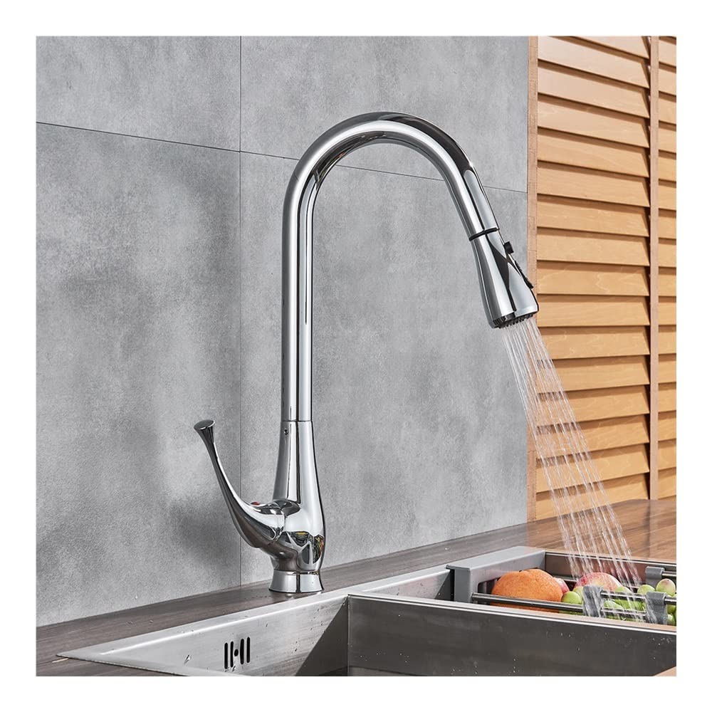 Robinet mitigeur de cuisine haut de gamme chrome poli avec douchette pluie