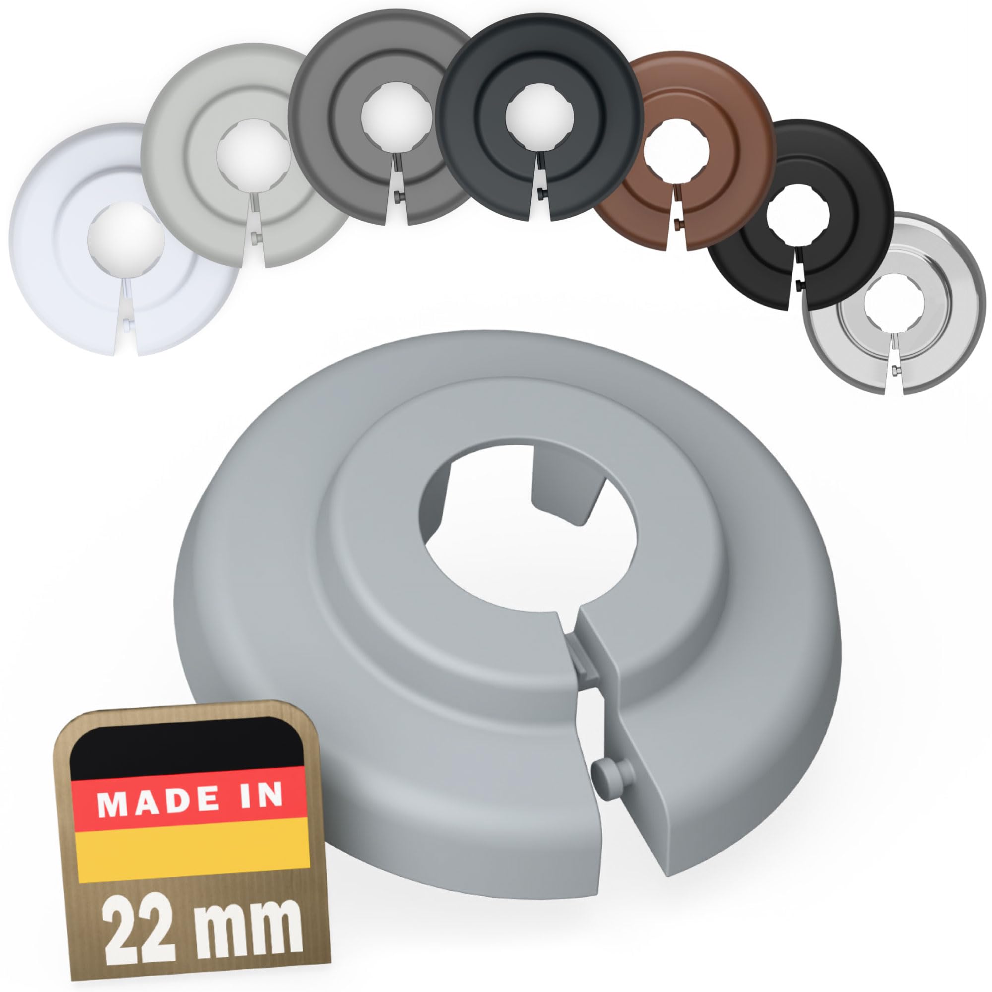 Fux Window Grey (Ral 7040) 6 Radiator Pipe Covers Single Collars 22Mm Window Grey - Heater Covers - Floor Rings