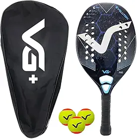 VG PLUS, Kit Com Raquete De Beach Tennis Evolution Kevlar Carbon Com 3 Bolas E 1 Bolsa De Transporte Vg Plus