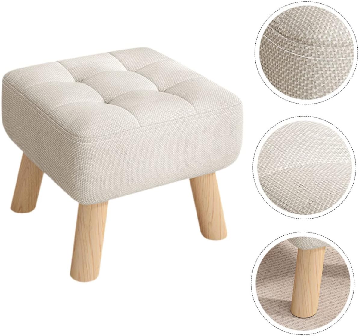 Boy Girl Low Cloth Foot Stool with Padded Seat and Solid Wood Frame Height Step Stool for Boy Girl Bathroom and Bedroom Use Lightweight Removable Cover Easy to Clean