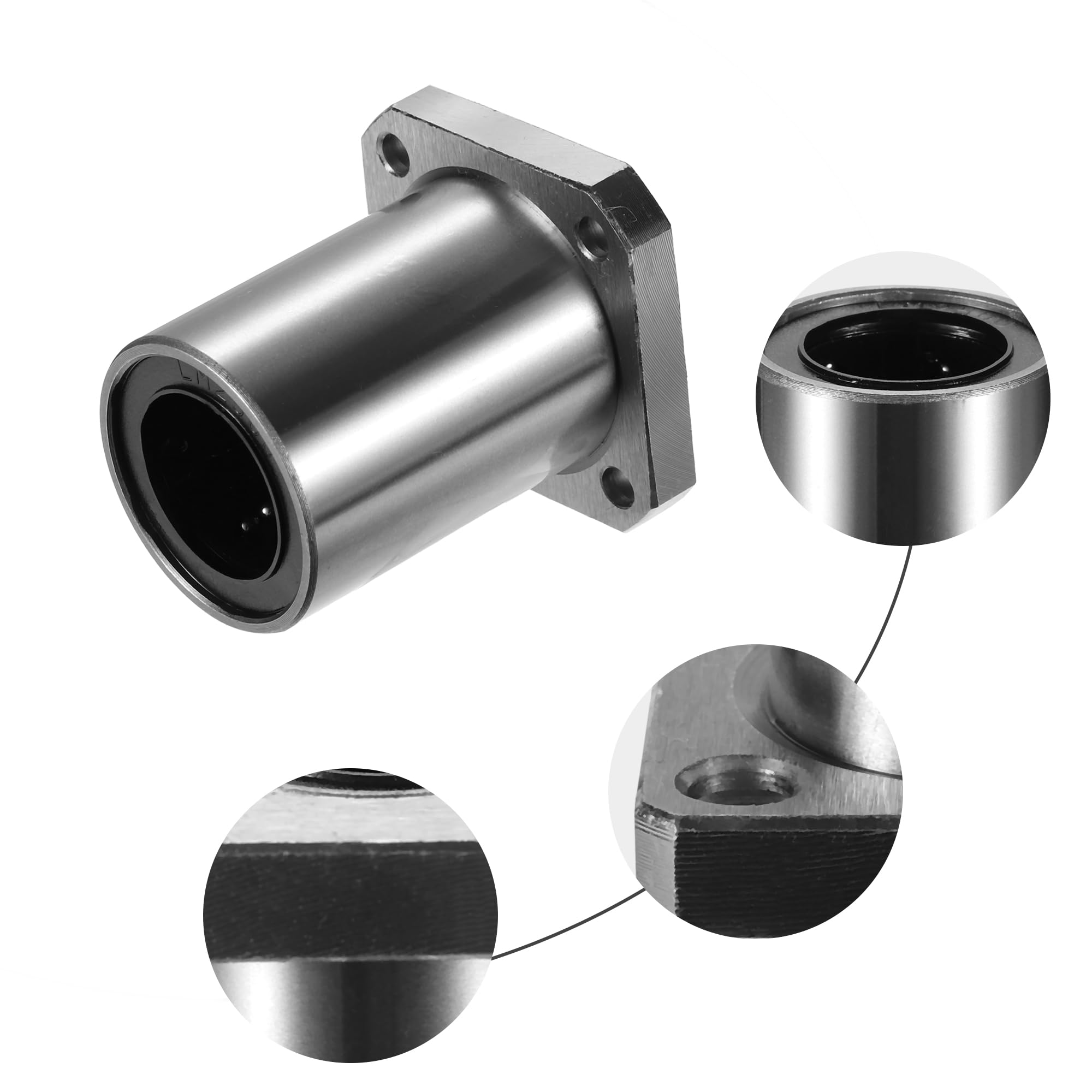 A ABSOPRO LMK25UU Quadrato Flangia Lineare Sfere Cuscinetti Argento Tono - 2pz