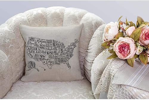 Miniatura 5 de HGOD DESIGNS Fundas de almohada con mapa, diseño vintage de Estados Unidos con inscripción de Estados Unidos, funda de cojín cuadrada de lino y