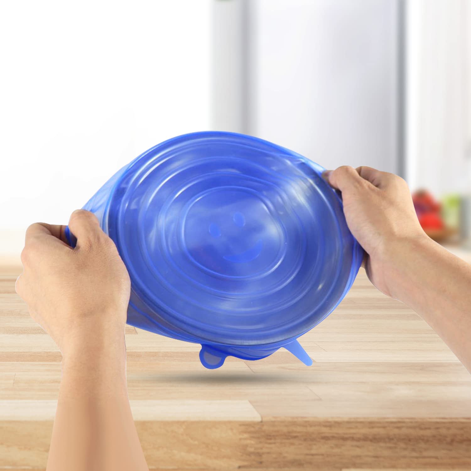 Stretch Lid, 12Piece Reusable Silicone Stretch Lid, 6 Sizes Stretch Food Holder Lid for Cans, Bowls & Cups, Fruit, Microwave Dishwasher Safe (Blue + White) — Amazon image 4