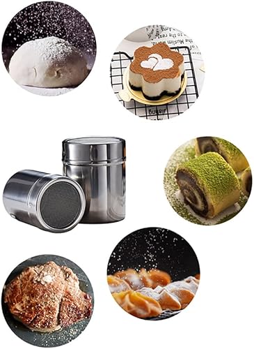 Miniatura 4 de Mezclador de polvo de acero inoxidable, dispensador de azúcar en polvo, mezclador de malla, pimienta, chocolate, condimento, lata con tapa para