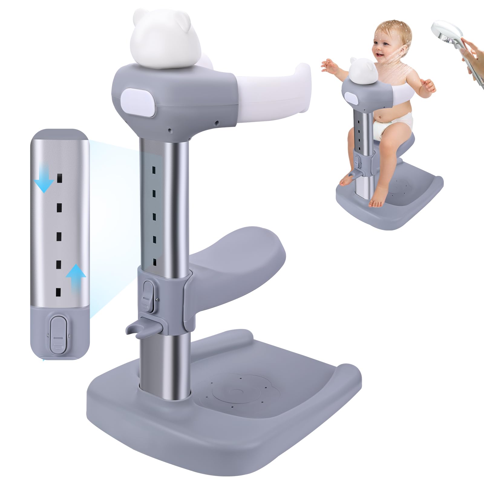 Bebe Debout Support de Bain Bébé Base Antidérapante Anti-pincement Tour Baignoire Réglable