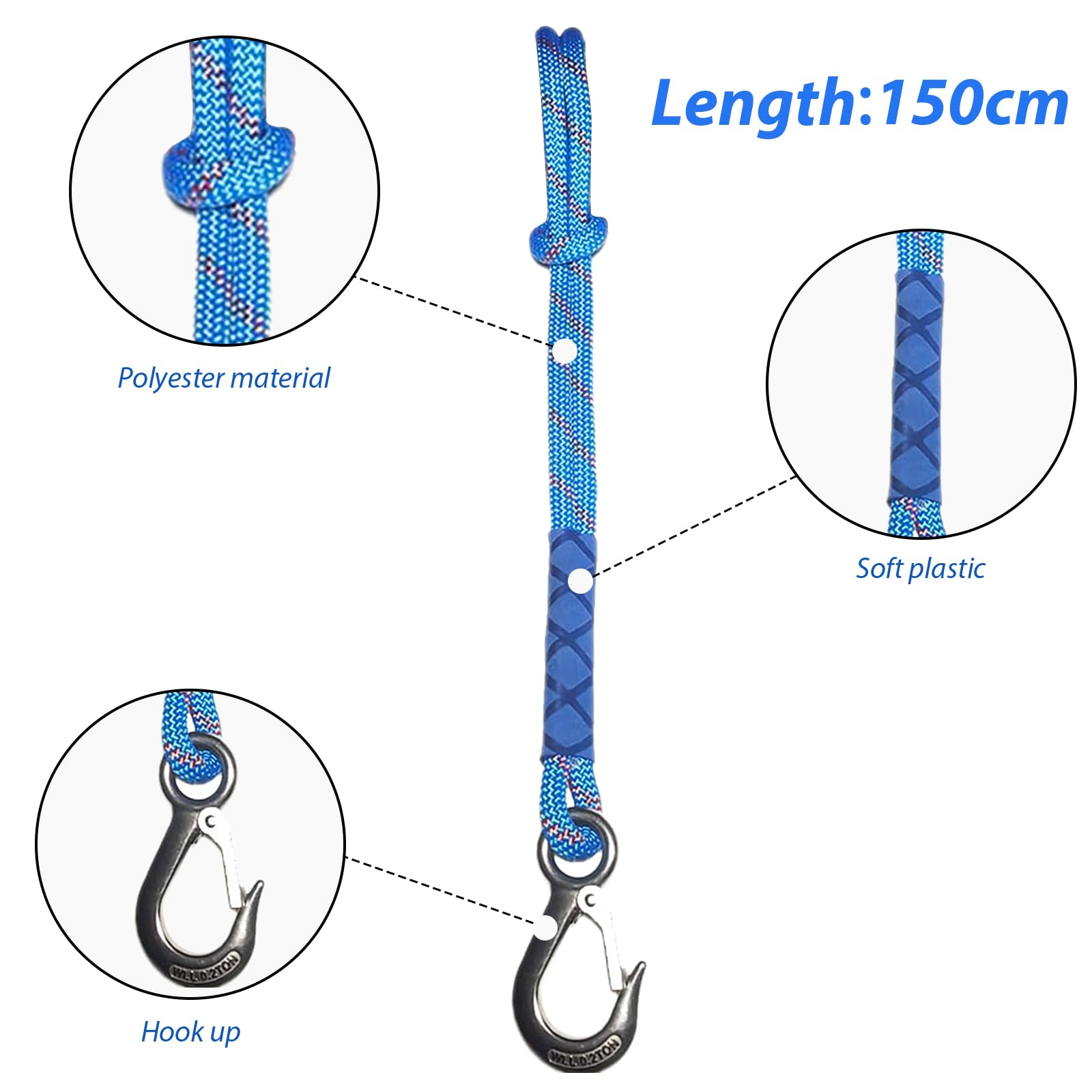 LUPATDY Garden Swing Tree Straps 150cm, Hanging Swing Rope with Hooks (Holds 200 kg) - Image 2