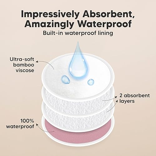 Miniatura 3 de Almohadillas de lactancia reutilizables para lactancia paquete de 14 unidades almohadillas de lactancia de bambú orgánico de 4 capas almohadillas de
