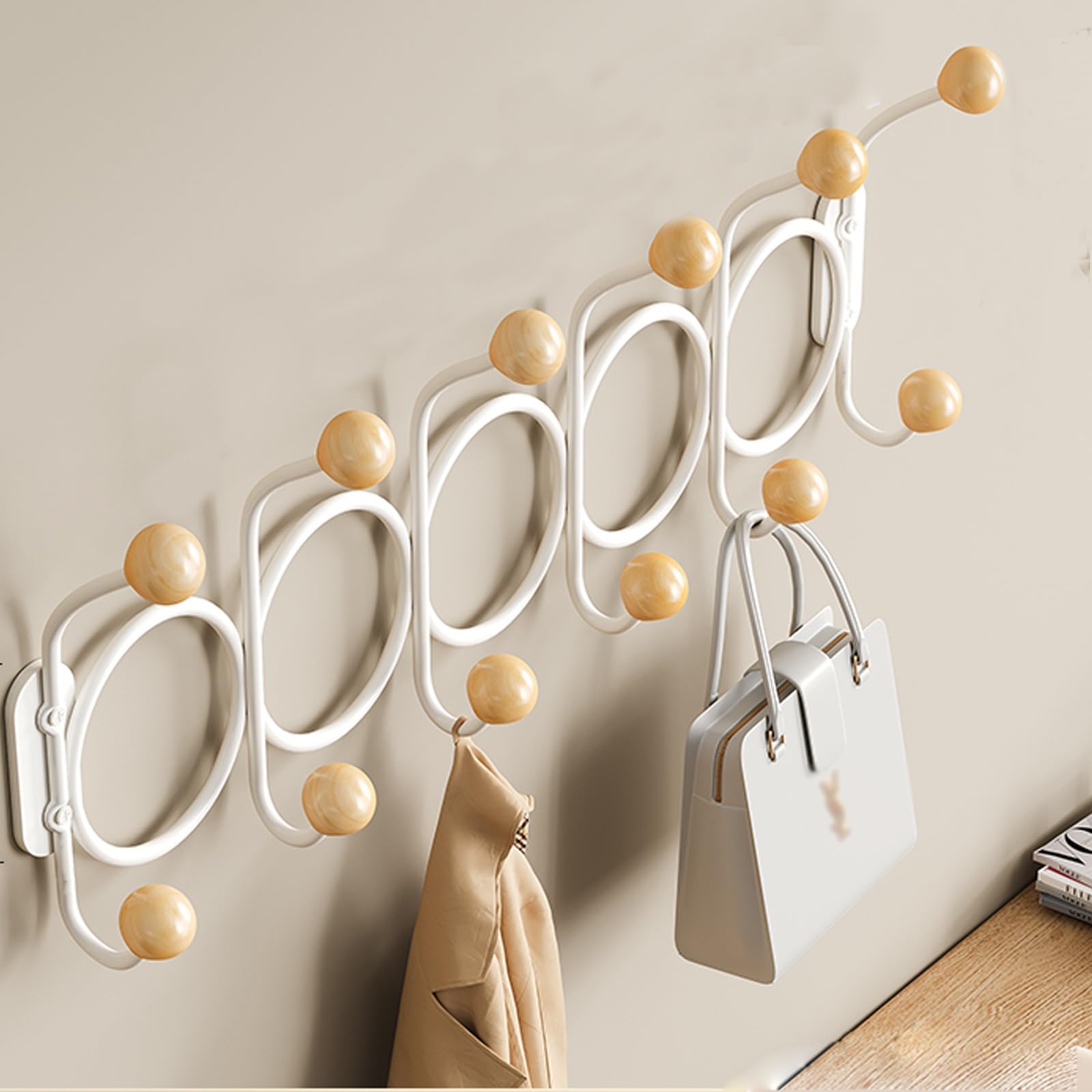 Lmysxaoz White Wall Hanger With 12 Hooks, Coat Rack Mount, Door Corner Hook, Towel Holde For Hanging Towel, Hats, Scarves, Umbrella And Keys(White)