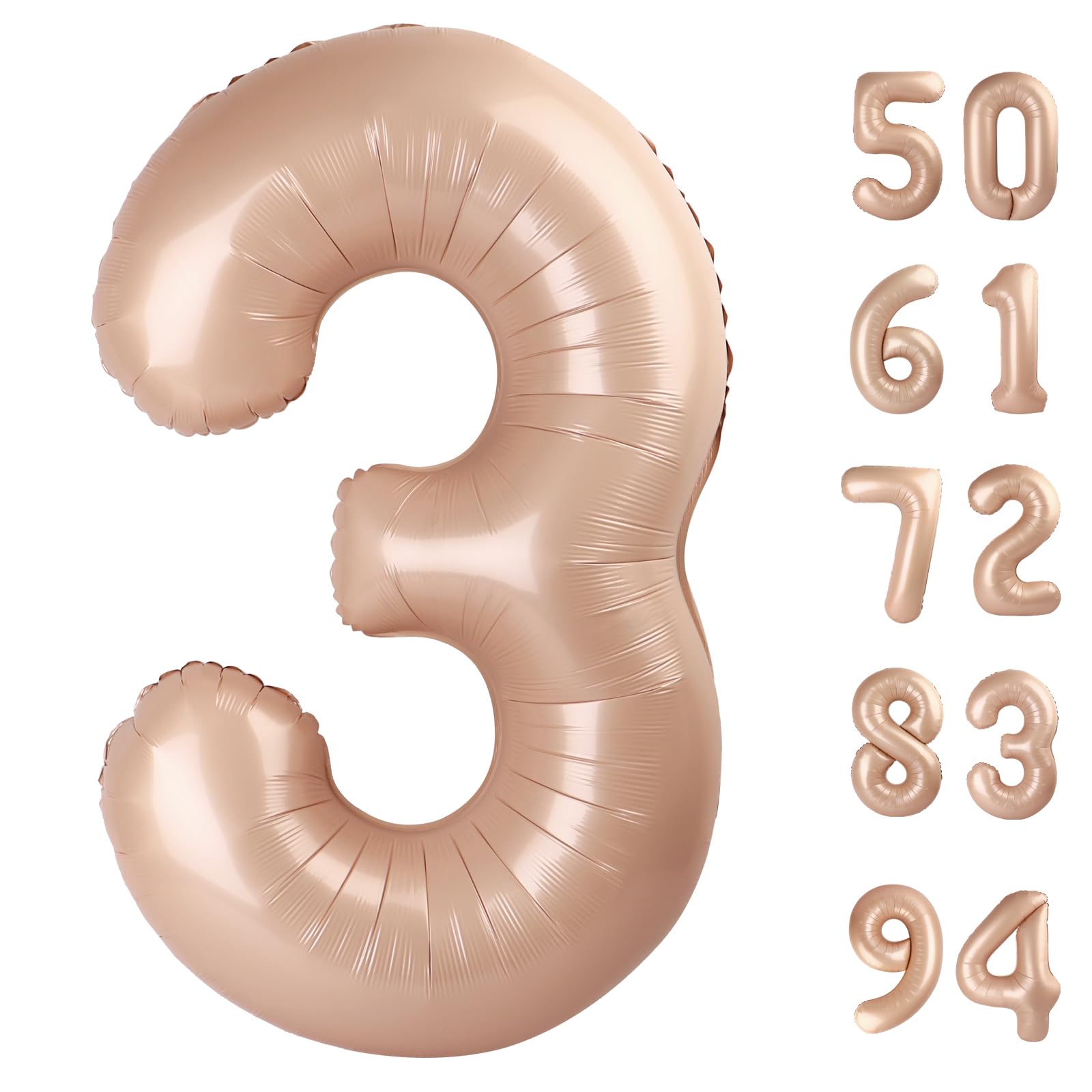Light Brown 3 Balloon - Number Balloon 40 Inch, 3st Light Brown Decorations