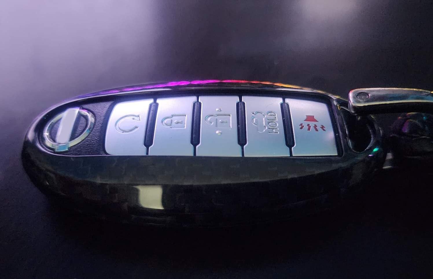 iJDMTOY Compatible with Nissan Infiniti Oval Shape 2/3/4/5 Buttons Smart Key, Gloss Black Genuine Carbon Fiber Key Fob Protective Cover