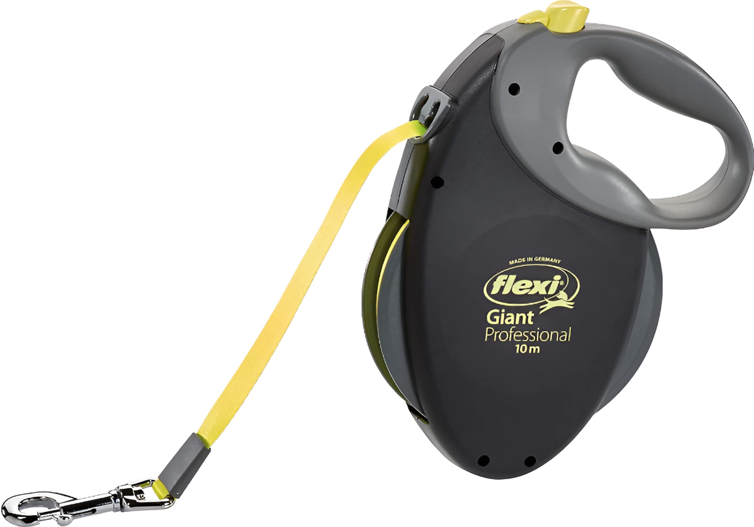 Croci Flexi New Neon Tape, Correa Reflectante Extensible para Perros, Talla M hasta 25 Kg, Longitud 8 Metros, Negro Y Amarillo & Flexi - Correa Giant L Cinta 8 m
