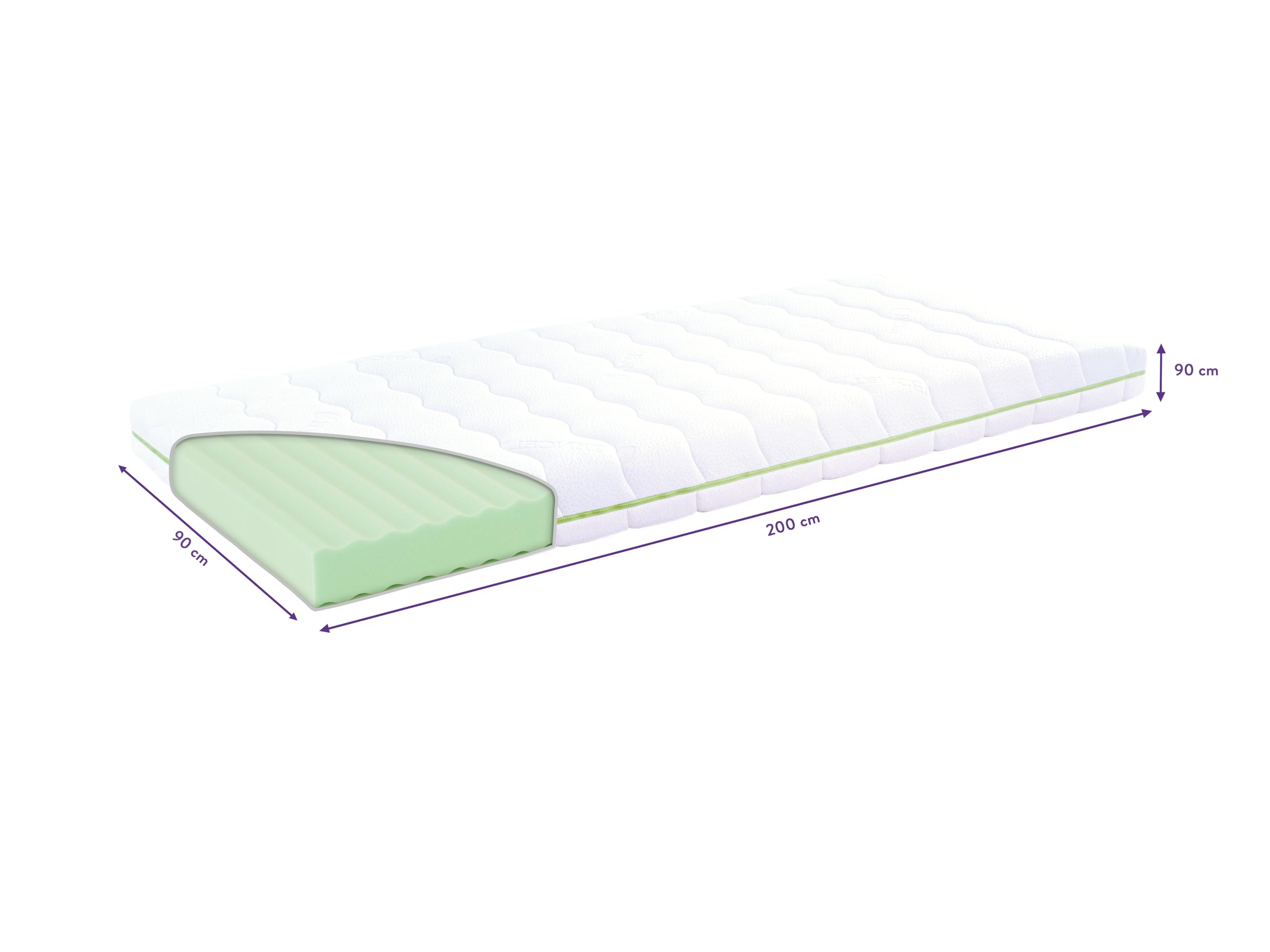 TRÄUMELAND - Colchón Infantil de 90 x 200 cm Air Flow Child | Colchón de Espuma fría Transpirable para un Clima Saludable para Dormir | Ergonómico, Certificado Öko-Tex 100, Apto para alérgicos