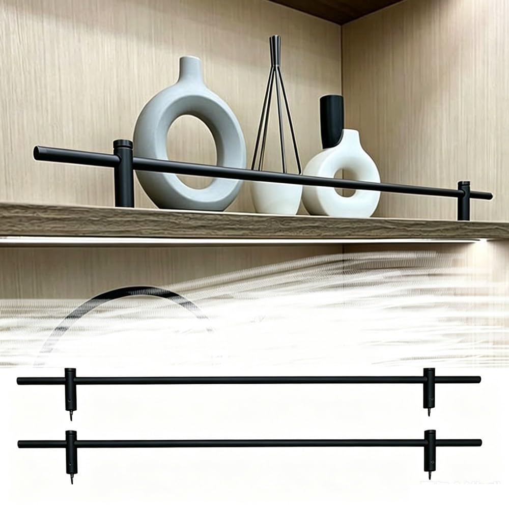 Svbvrfeew Black(2Pcs) Display Shelf Guard Rails Gallery Rail Tipping Decorative Railing Rod Aluminum Round Tube Fence Shelf Rail Guardrail Anti-Fall 2 Pcs 4 Pcs(,42In/106.7Cm)