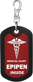 mnmoom Epipen Inside Tag-Red Medical Alert Zipper Pull Bag Tag (1pcs)