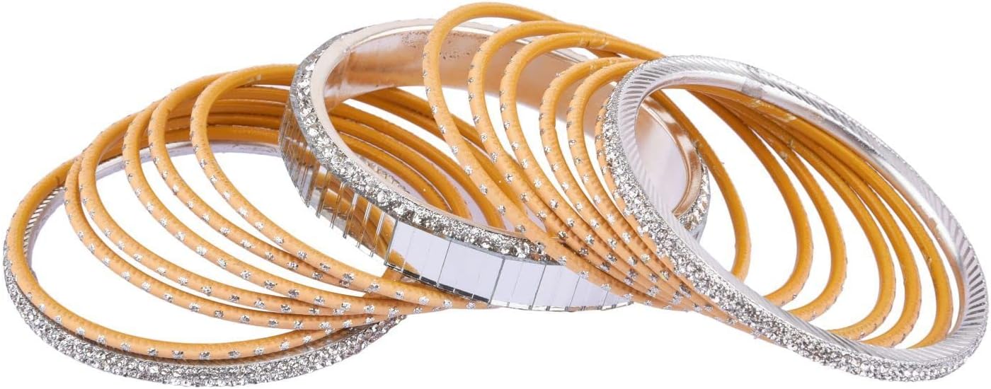 Efulgenz CZ Crystal Indian Wedding Bridal Bangles Set Metal Bangles Rhinestone Bangle Bracelet Jewelry for Women (34 Pcs) - Image 5