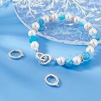 Vista 4 de PH PandaHall Anillo de puerta de resorte de plata de ley 925 de 2 tamaños con bucle, 0.630 in y 0.551 in, cierre de collar ovalado, cierre