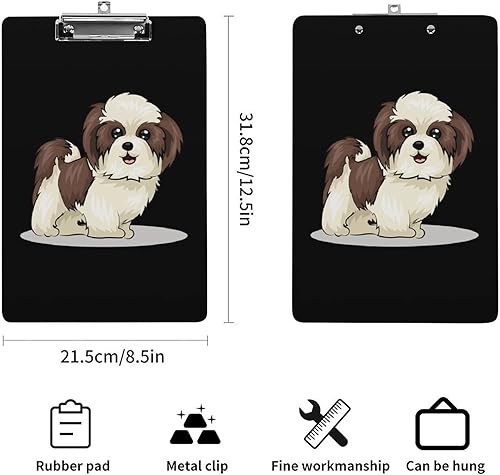 Miniatura 2 de Shih Tzu Dog - Portapapeles de acrílico con clip de metal de perfil bajo para hombres y mujeres