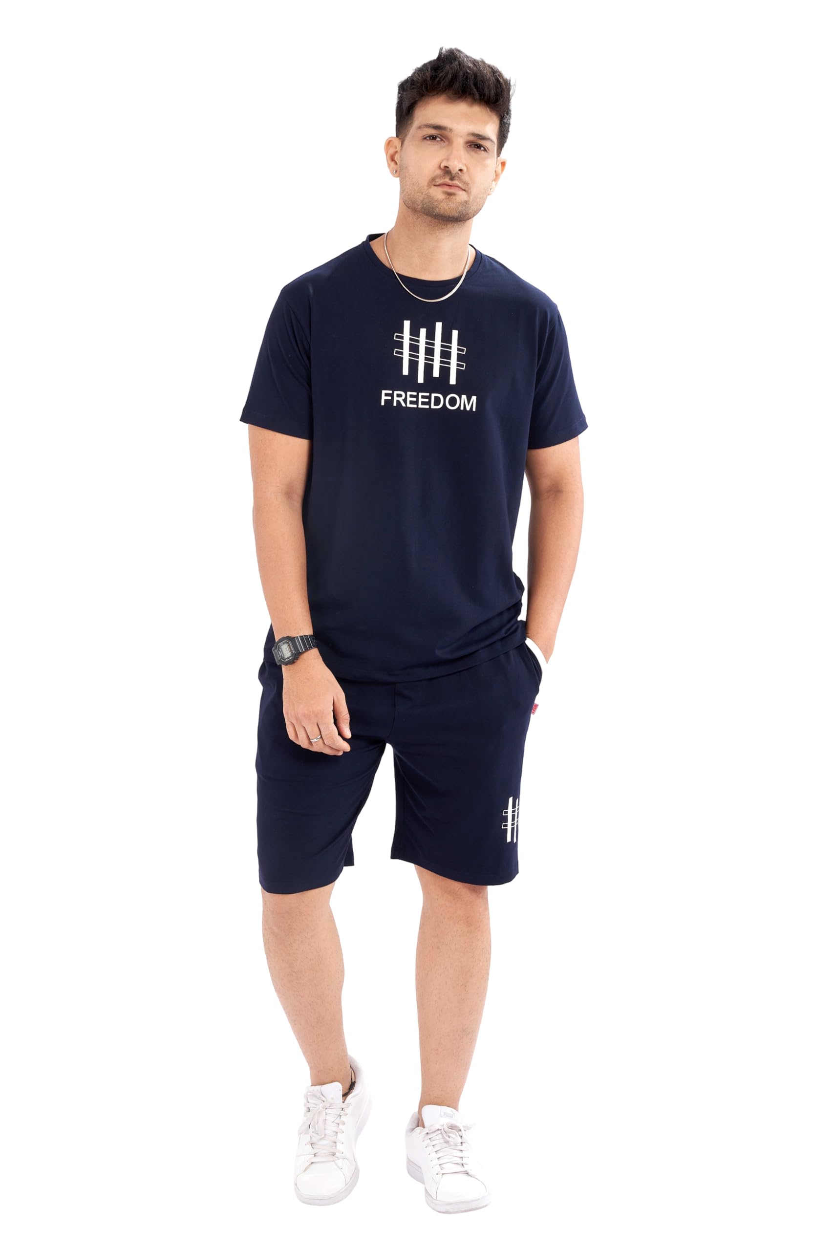 Cotton T-Shirt and Shorts Set for Men,Night Wear for Men,Men's Pyjama Set