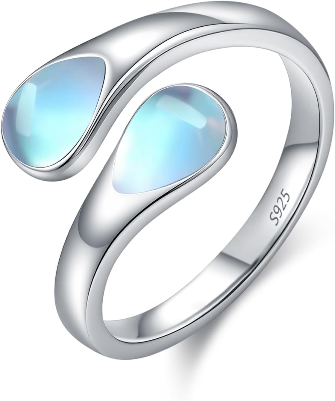 Rings for Women S925 Sterling Silver Moss Agate/Turquoise/Moonstone/Malachite Jewelry Rings Gift for Valentine Day